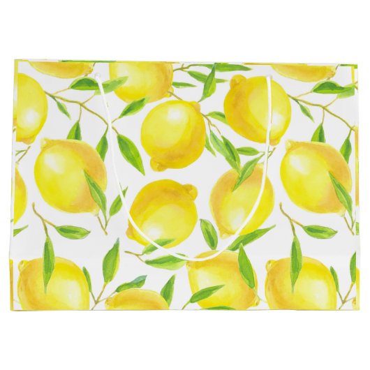 Ontwerp van het patroon van lemmetjes en bladeren groot cadeauzakje (Achterkant)