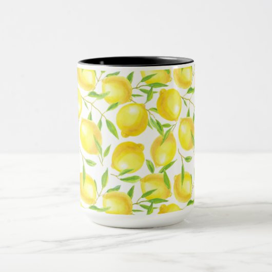 Ontwerp van het patroon van lemmetjes en bladeren mok (Midden)