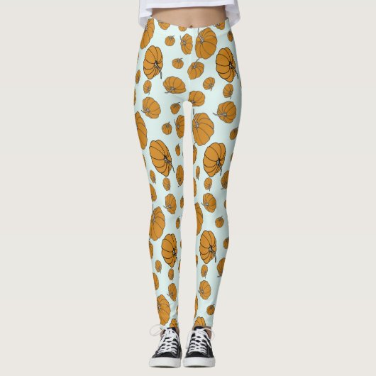 Ontwerp van het pompoenoppervlak op aqua-achtergro leggings (Voorkant)