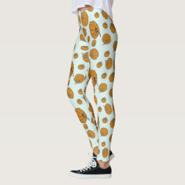 Ontwerp van het pompoenoppervlak op aqua-achtergro leggings