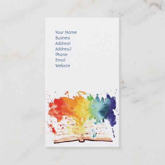 Ontwerp van het regenboogboek Visitekaartje (Voorkant)