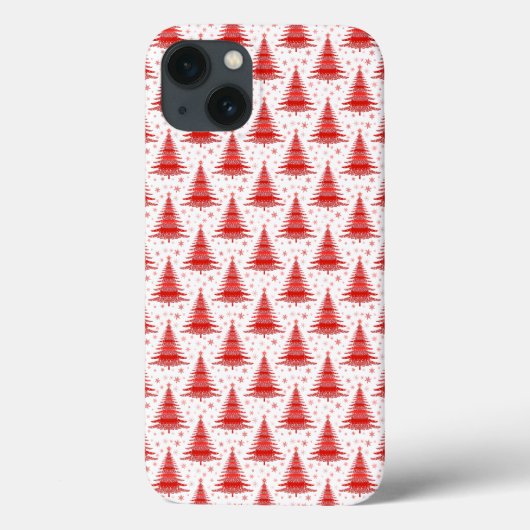 Ontwerp van het rode kerstboompatroon Case-Mate iPhone case (Achterkant)