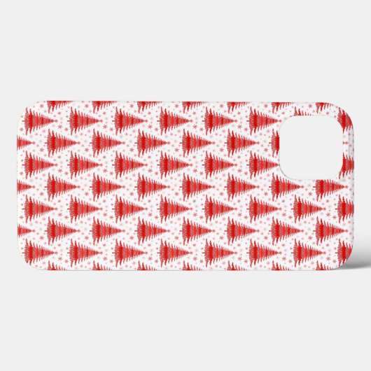 Ontwerp van het rode kerstboompatroon Case-Mate iPhone case (Achterkant (horizontaal))