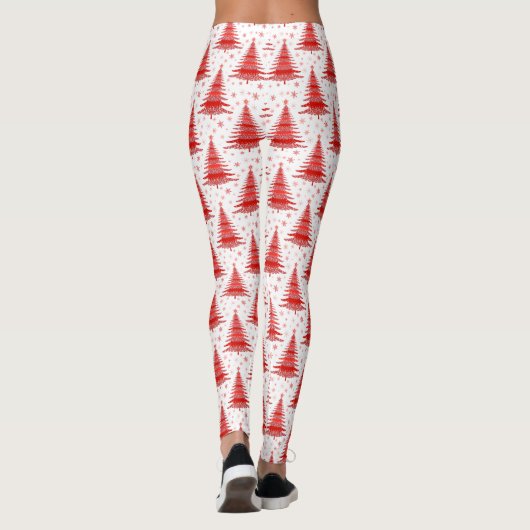 Ontwerp van het rode kerstboompatroon leggings (Achterkant)