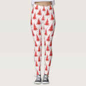 Ontwerp van het rode kerstboompatroon leggings (Voorkant)