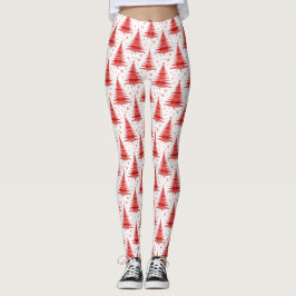 Ontwerp van het rode kerstboompatroon leggings