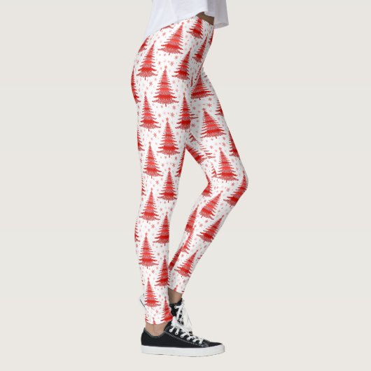 Ontwerp van het rode kerstboompatroon leggings (Rechts)