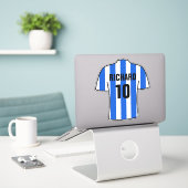 Ontwerp van het shirt van het football in Blauw &  Sticker (Laptop op bureau)