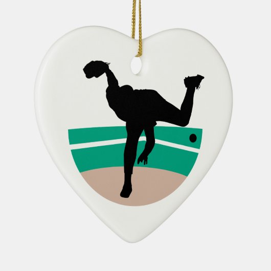 ontwerp van het silhouet van honkbalpitcher keramisch ornament (Rechts)