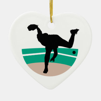 ontwerp van het silhouet van honkbalpitcher keramisch ornament