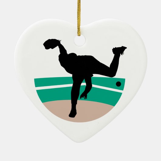 ontwerp van het silhouet van honkbalpitcher keramisch ornament (Achterkant)