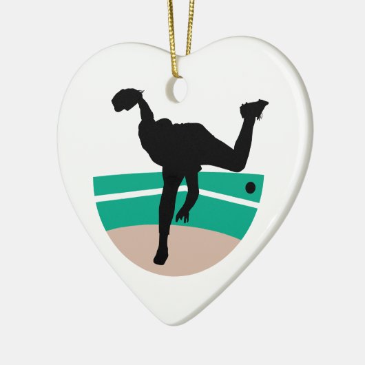 ontwerp van het silhouet van honkbalpitcher keramisch ornament (Links)