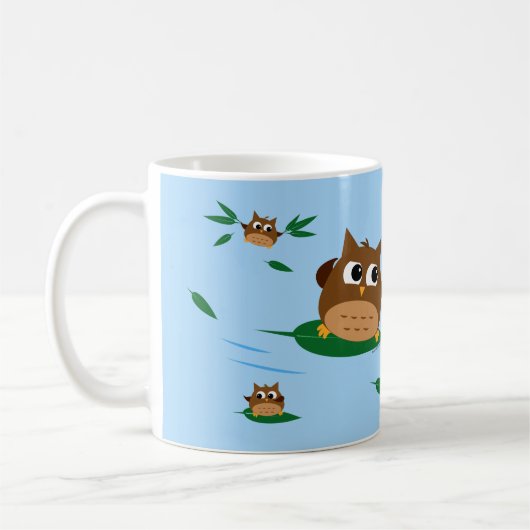 Ontwerp van het Surf Owl Leaf - Gepersonaliseerde  Koffiemok (Links)