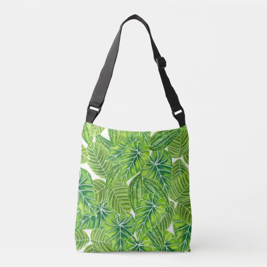 Ontwerp van het tropische blad van de waterverf crossbody tas (Voorkant)