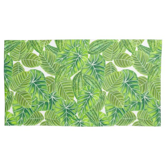 Ontwerp van het tropische blad van de waterverf kussensloop (Voorkant-Links)