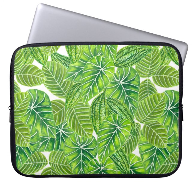 Ontwerp van het tropische blad van de waterverf laptop sleeve (Voorkant)