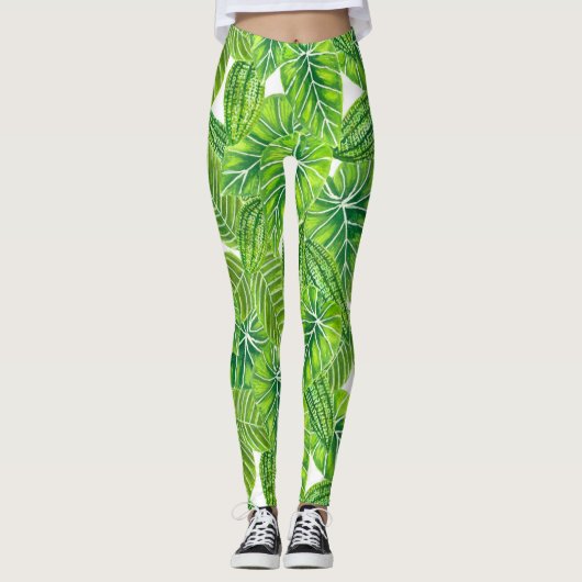 Ontwerp van het tropische blad van de waterverf leggings (Voorkant)