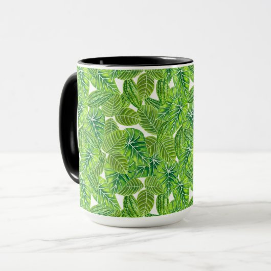 Ontwerp van het tropische blad van de waterverf mok (Voorkant links)