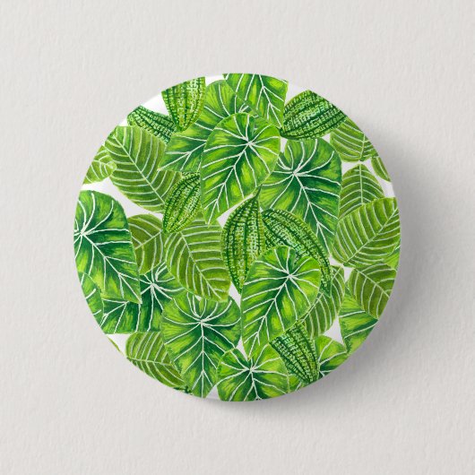 Ontwerp van het tropische blad van de waterverf ronde button 5,7 cm (Voorkant)