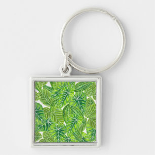 Ontwerp van het tropische blad van de waterverf sleutelhanger