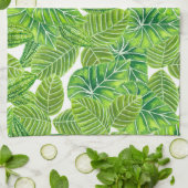 Ontwerp van het tropische blad van de waterverf theedoek (Gevouwen)