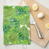 Ontwerp van het tropische blad van de waterverf theedoek (Quarter Fold)