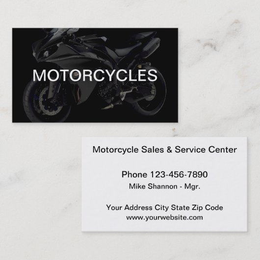 Ontwerp van het Visitekaartje van motorfietsen (Voorkant / Achterkant)