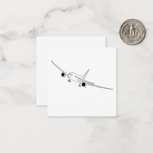 Ontwerp van het vliegtuig notitiekaartje (Voorkant / Achterkant in situ)