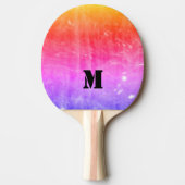 Ontwerp van het warm roze regenboogMonogram Tafeltennisbatje (Voorkant)