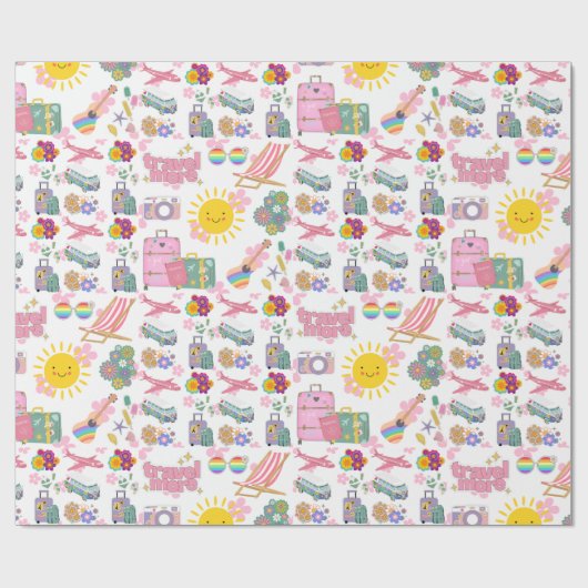 Ontwerp van hippie Summer Travel Vacking Design Cadeaupapier (Vlak)