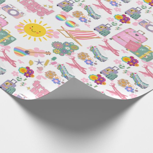Ontwerp van hippie Summer Travel Vacking Design Cadeaupapier (Hoek)