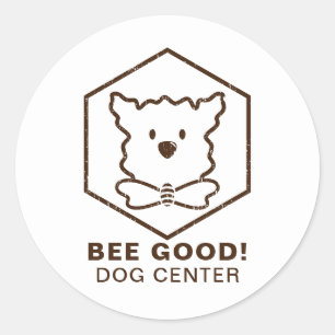Ontwerp van honden en bijen ronde sticker