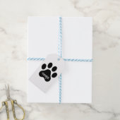 Ontwerp van hondenpoot met naam in silhouet cadeaulabel (Met Touw)