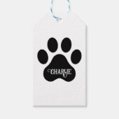 Ontwerp van hondenpoot met naam in silhouet cadeaulabel (Voorkant)