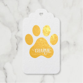 Ontwerp van hondenpoot met naam in silhouet cadeaulabels
