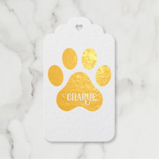 Ontwerp van hondenpoot met naam in silhouet cadeaulabels (Voorkant)