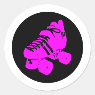Ontwerp van hot-roze en Black Roller Schaats Ronde Sticker