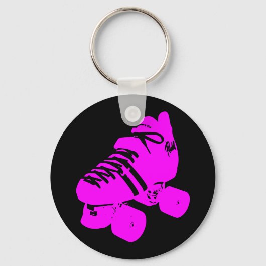 Ontwerp van hot-roze en Black Roller Schaats Sleutelhanger (Voorkant)