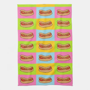 ontwerp van hotdogs met betegeling theedoek
