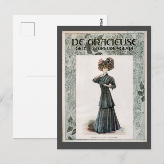  ontwerp van illustratie van Mode  dame Briefkaart (Voorkant / Achterkant)