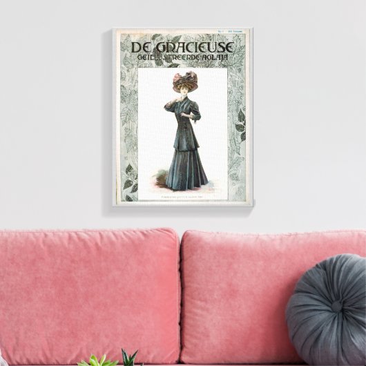  ontwerp van illustratie van Mode  dame Canvas Afdruk (Insitu (Woonkamer))