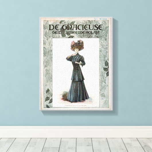  ontwerp van illustratie van Mode  dame Canvas Afdruk (Insitu (Houten vloer))