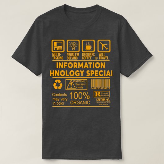 ONTWERP VAN INFORMATIETECHNOLOGIE SPECIALIST NICE  T-SHIRT (Design voorkant)
