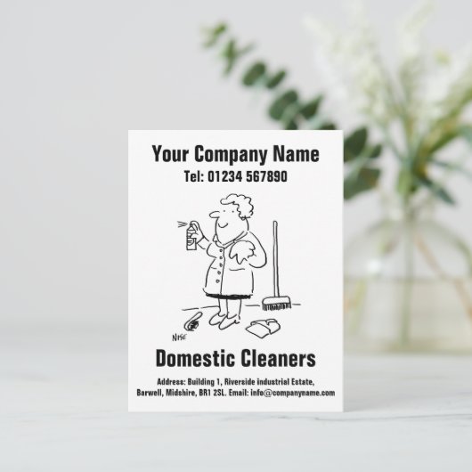 Ontwerp van interne Cartoon voor schoonmaken om uw Briefkaart (Staand voorkant)