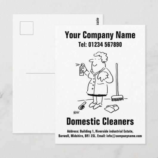 Ontwerp van interne Cartoon voor schoonmaken om uw Briefkaart (Voorkant / Achterkant)