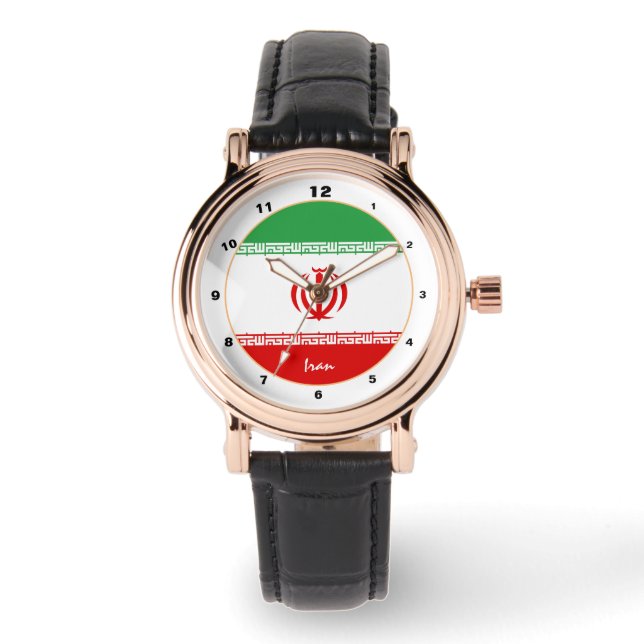 Ontwerp van Iraanse vlag en trendy mode Iran Horloge (Voorkant)