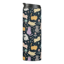 Ontwerp van katten en bloemen Thermische trommel Thermosbeker