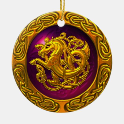Ontwerp van Keltische paarden Keramisch Ornament (Voorkant)