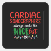 Ontwerp van kersthartsonograaf vierkante sticker (Voorkant)