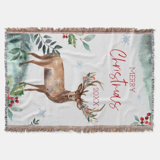 Ontwerp van kerstherten winterbladertypografie deken (Voorkant)